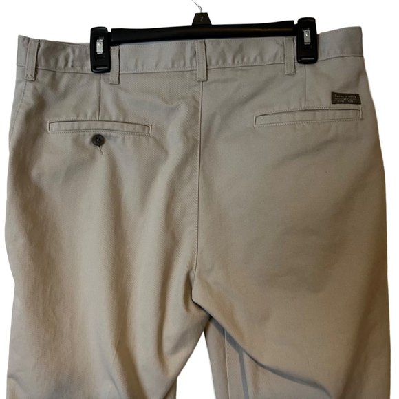 VINTAGE Lee Pants Flat Front Tan Button Back Pocket Straight Leg Mens Size 36 - Picture 10 of 12